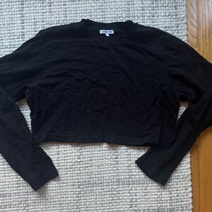Cotton Citizen Black Long Sleeve Cropped Tshirt Medium